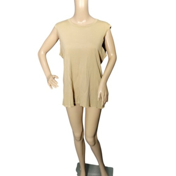 Nili Lotan Shirt Womens Large Blonde Beige Muscle Tee Supima Cotton Made USA - Picture 1 of 14